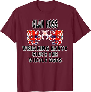 Ross Scottish Tartan Scotland Family Clan Name T-Shirt - T-Shirt | Maroon