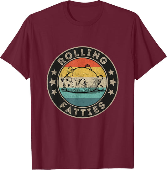 Rolling Fatties Cat Outfit Retro Vintage Fat Cat Women Kids T-Shirt - T-Shirt | Maroon