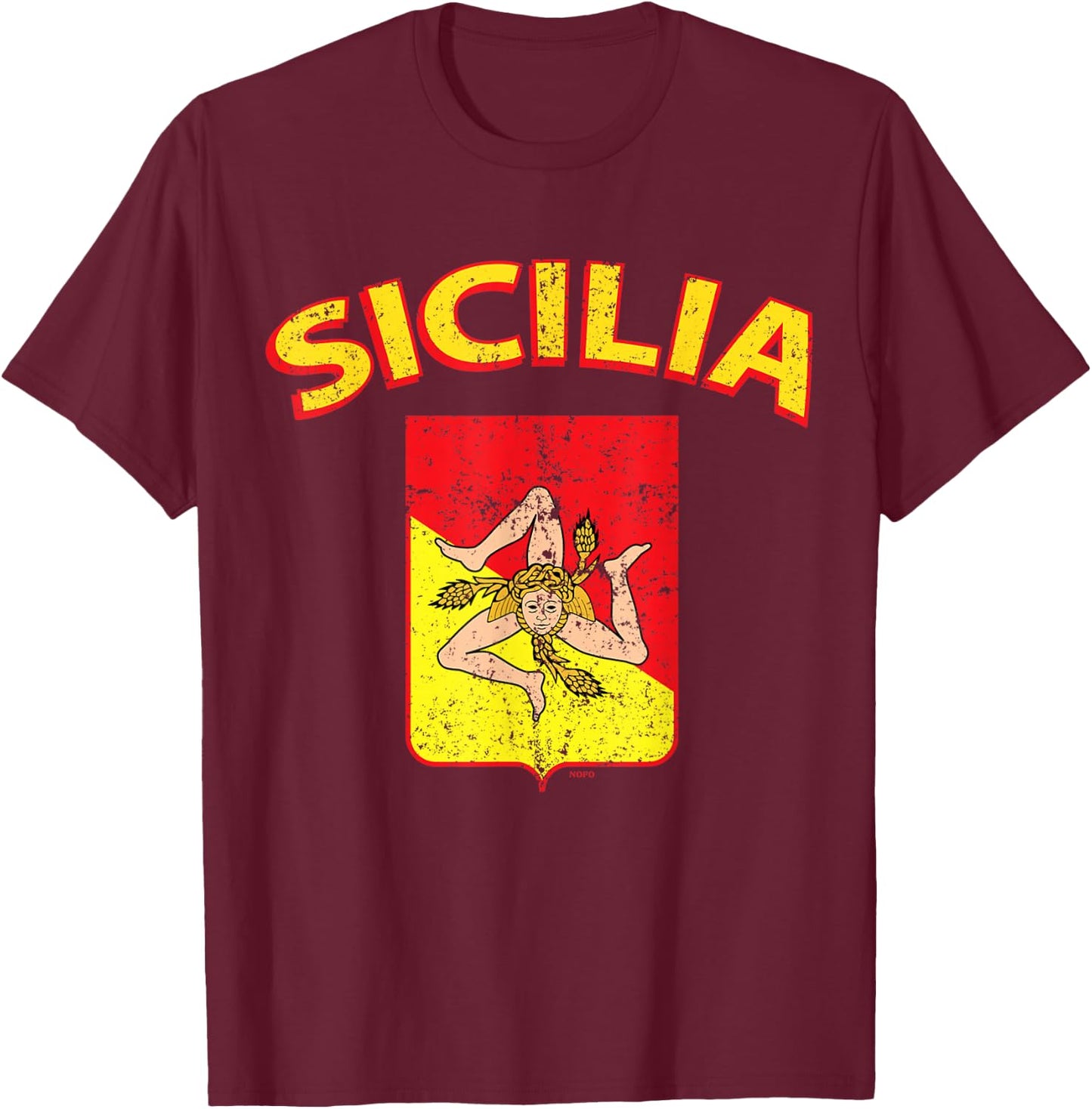Sicilia Italia Flag, Sicilian, Sicily Italy, Sicilia T-Shirt - T-Shirt | Maroon