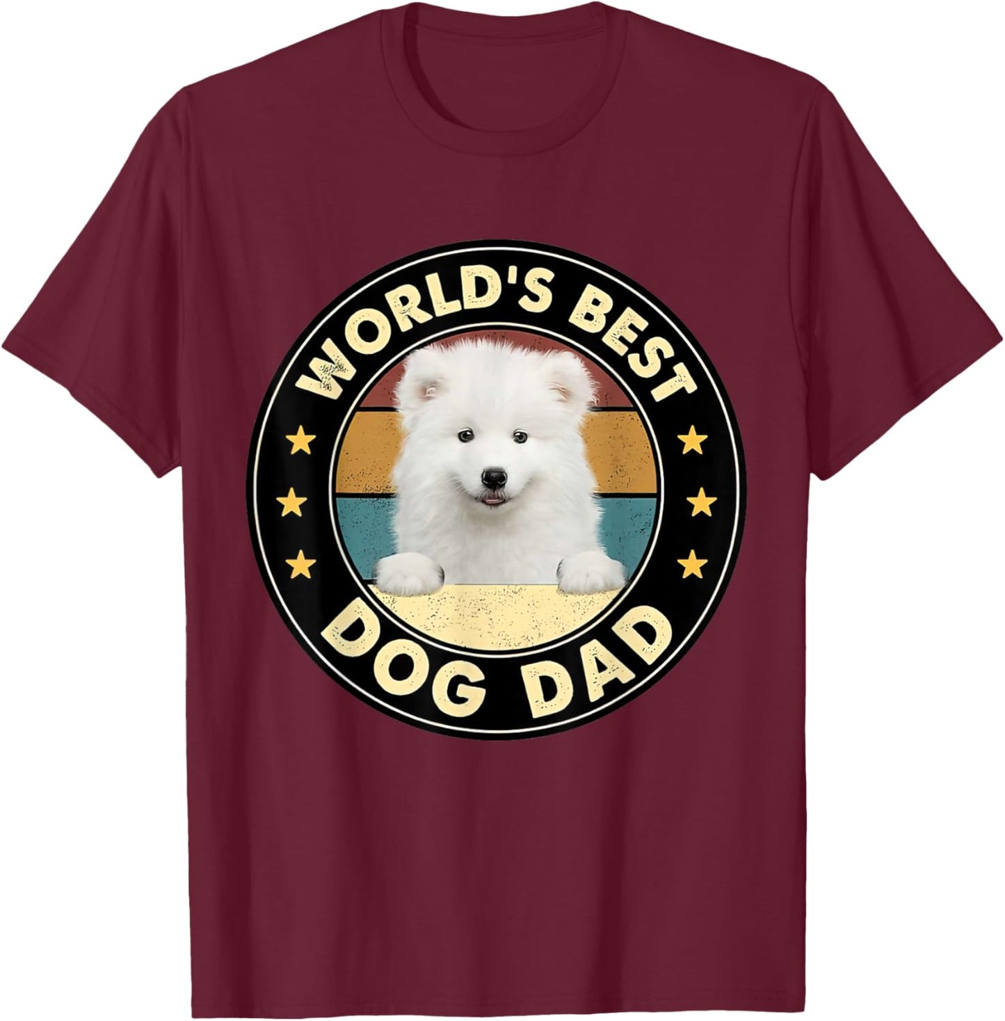 Vintage World's Best Best Samoyed Dad Dog Lover Women T-Shirt - T-Shirt | Maroon
