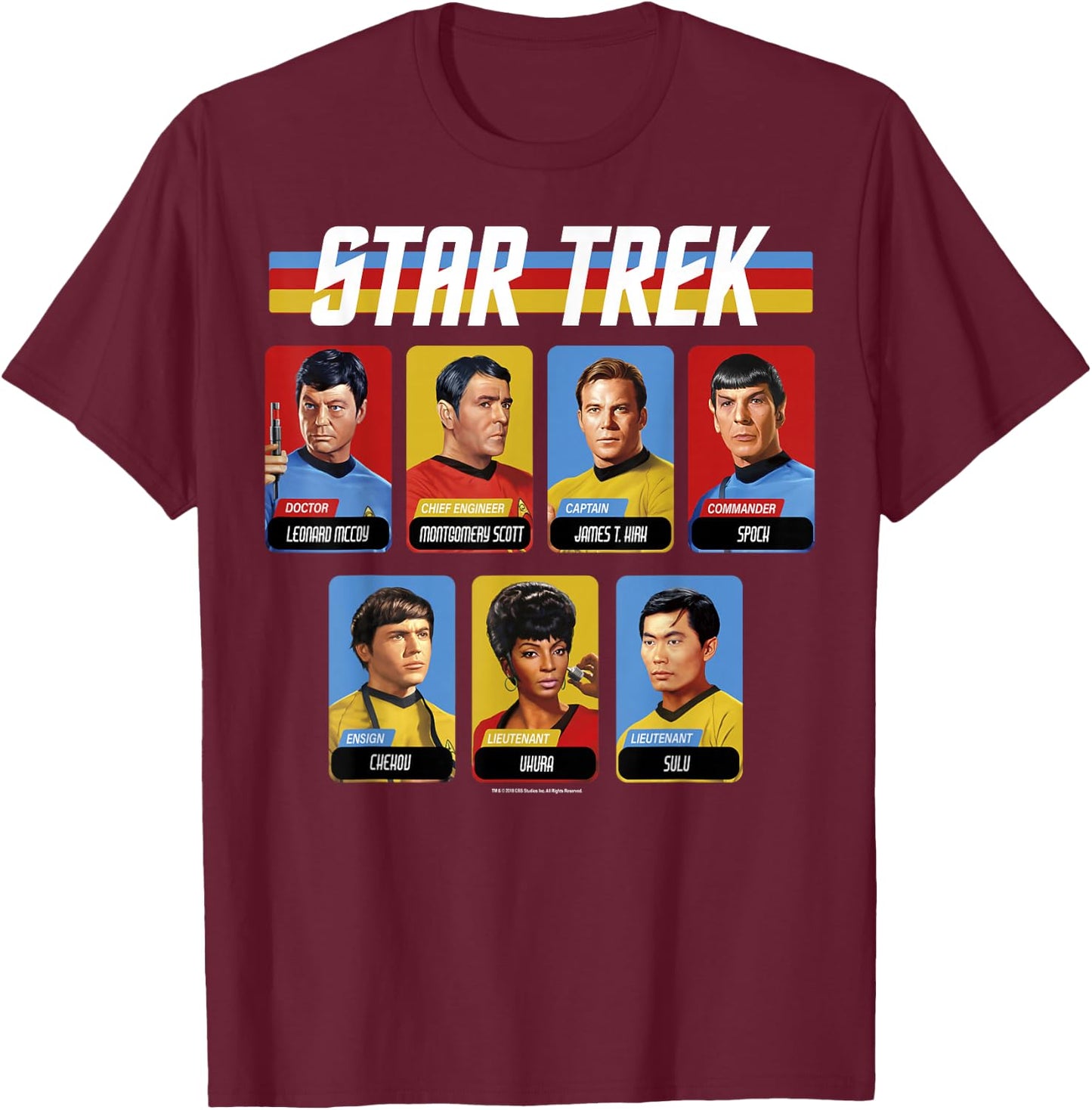 Star Trek: The Original Series Bridge Crew Retro Portraits T-Shirt - T-Shirt | Maroon