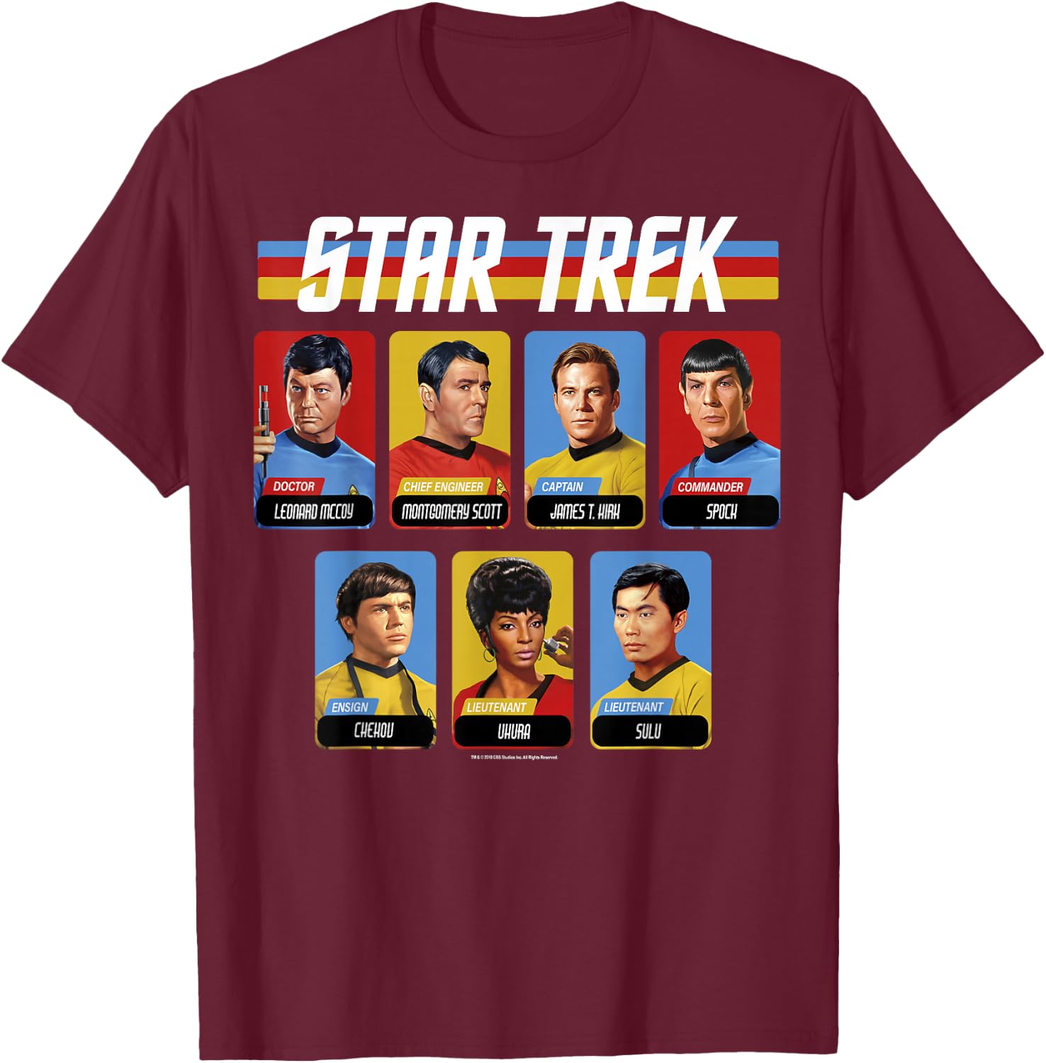 Star Trek: The Original Series Bridge Crew Retro Portraits T-Shirt - T-Shirt | Maroon