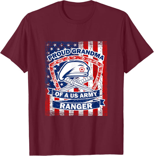 Proud Grandma of US Army Ranger T-Shirt - T-Shirt | Maroon