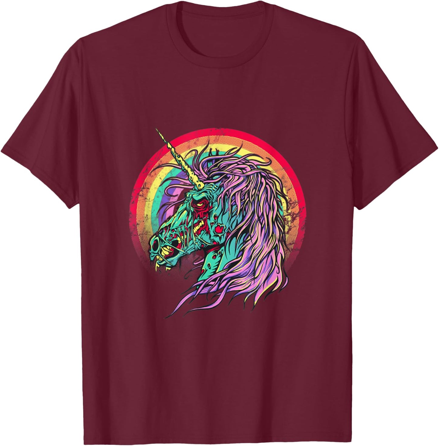 Zombie Unicorn Unicorn Halloween T-Shirt - T-Shirt | Maroon