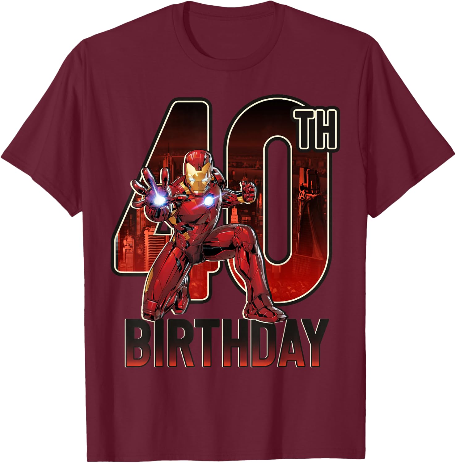 Marvel Iron Man 40th Birthday Action Pose Graphic T-Shirt - T-Shirt | Maroon