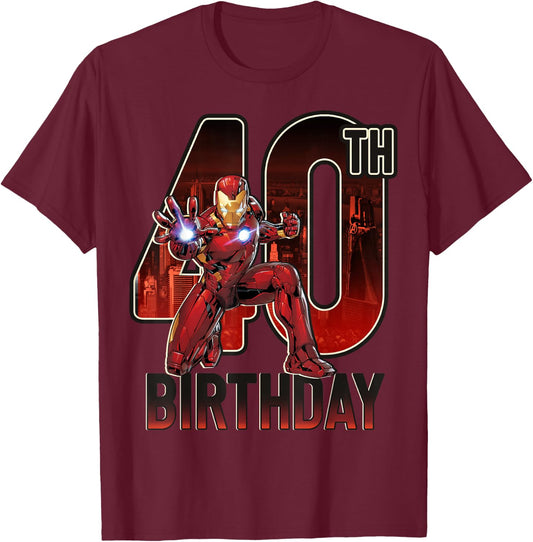 Marvel Iron Man 40th Birthday Action Pose Graphic T-Shirt - T-Shirt | Maroon