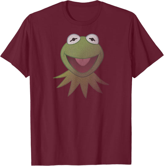 Disney Muppets Kermit The Frog Face T-Shirt - T-Shirt | Maroon