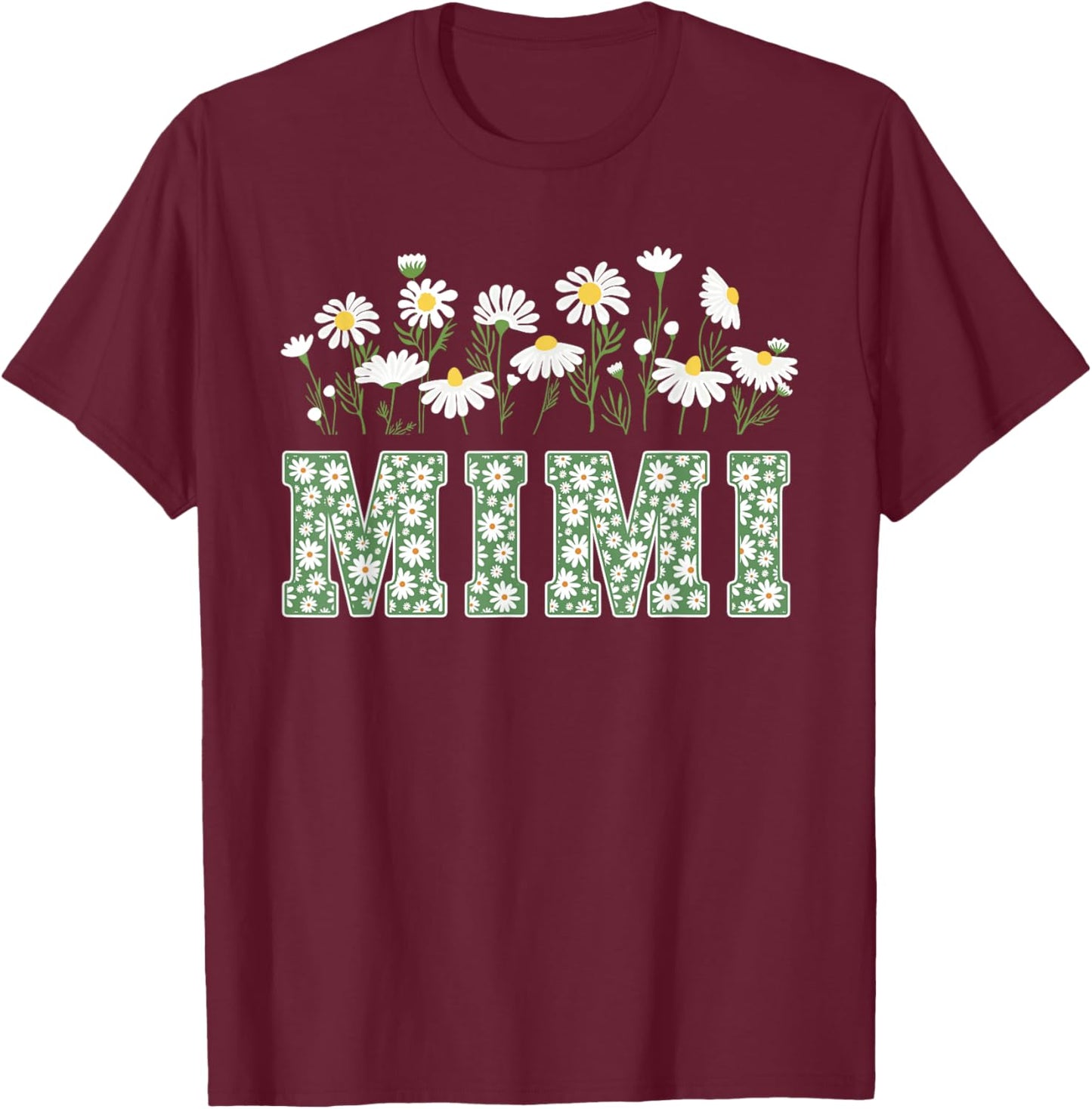 Retro Mimi Flowers Groovy Flower Mothers Day T-Shirt - T-Shirt | Maroon