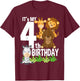 It's My 4th Birthday Zoo Theme Birthday Safari Jungle Animal T-Shirt - T-Shirt | Maroon