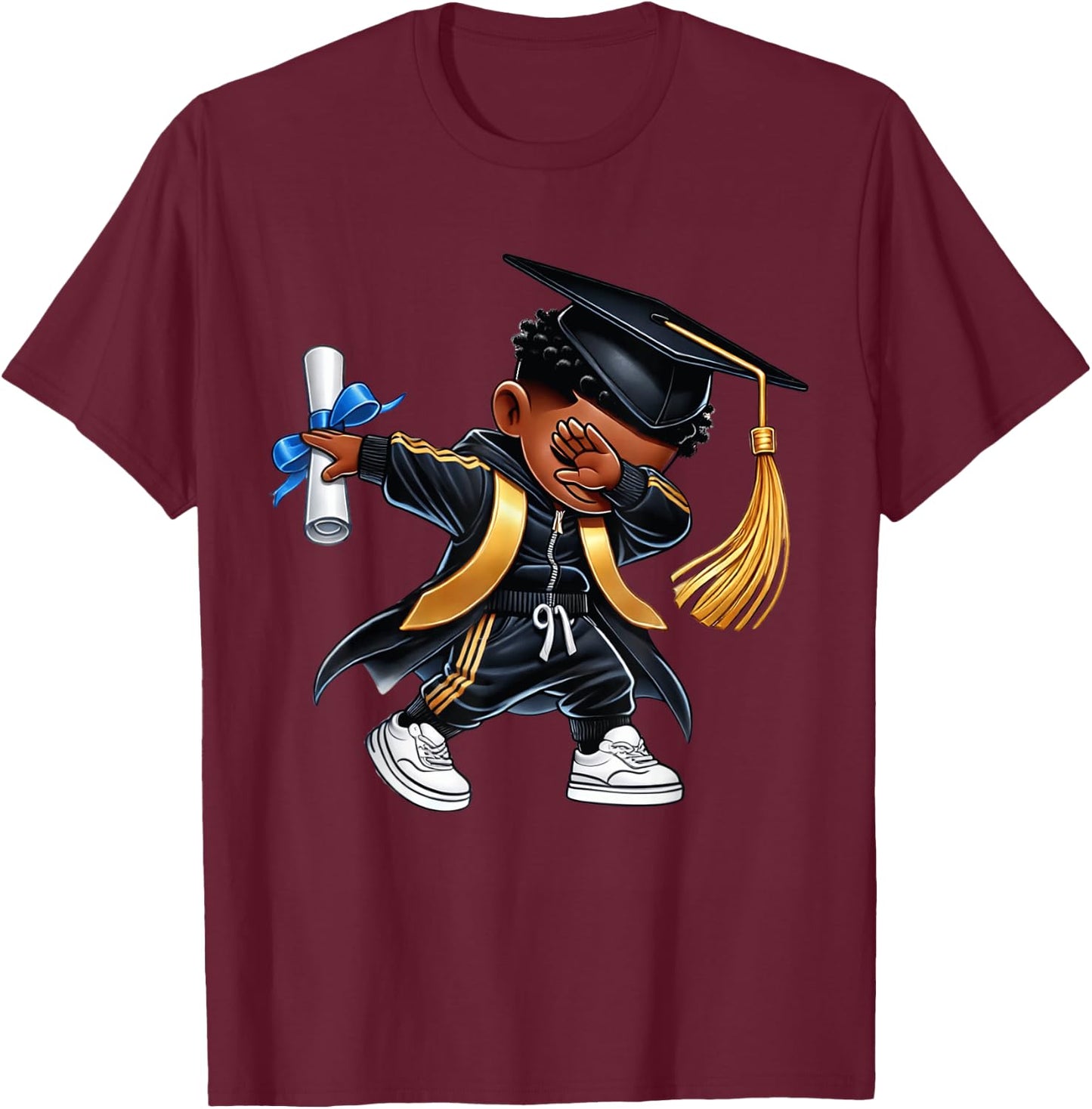 Kids Funny Boys Kindergarten Graduate Dabbing Class of 2025 T-Shirt - T-Shirt | Maroon