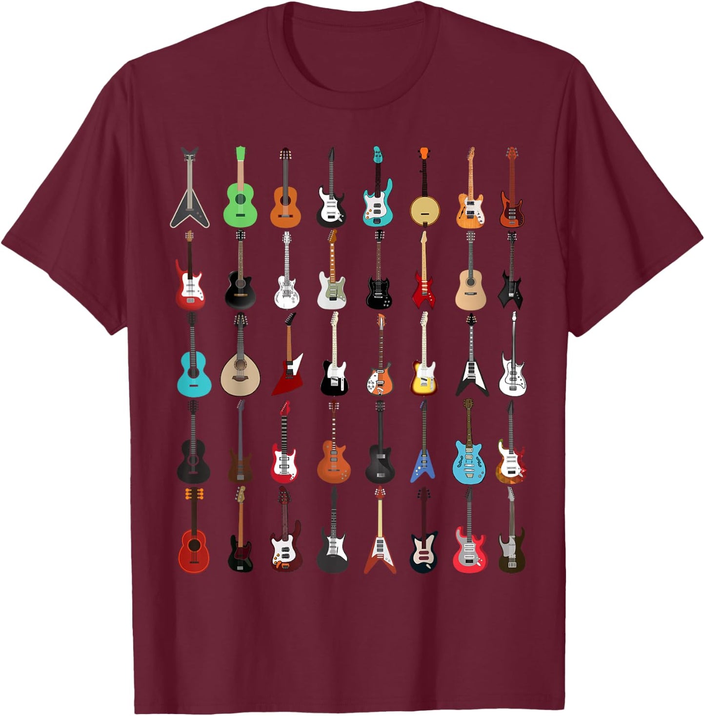 Guitar Musical Instrument T Shirt (Rock N Roll ) T-Shirt - T-Shirt | Maroon