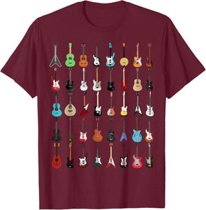 Guitar Musical Instrument T Shirt (Rock N Roll ) T-Shirt - T-Shirt | Maroon