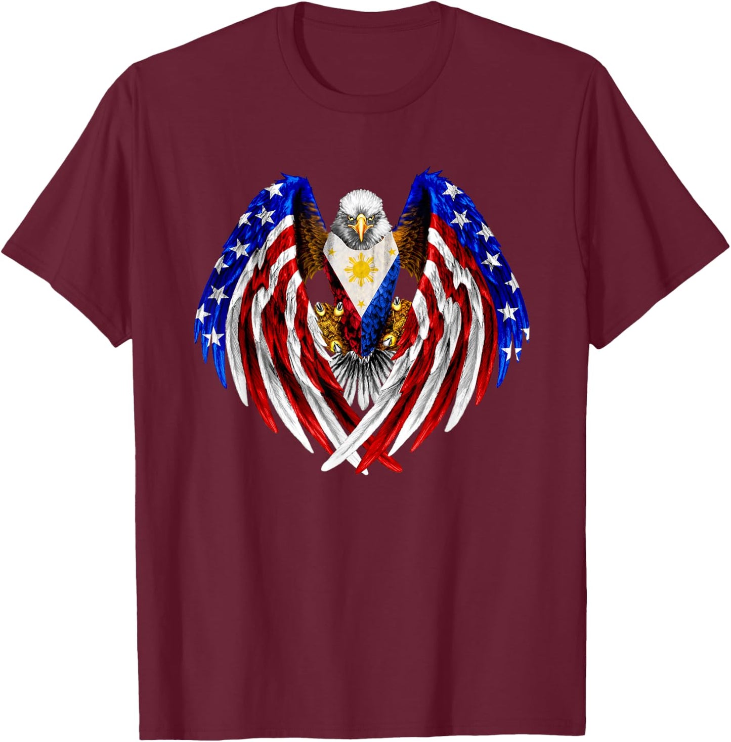 Filipino American Philippines USA Flag Eagle T-Shirt - T-Shirt | Maroon
