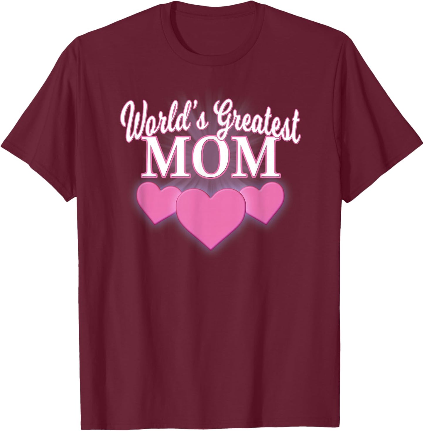 World's Greatest Mom Mother's Day Triple Heart T Shirt T-Shirt - T-Shirt | Maroon