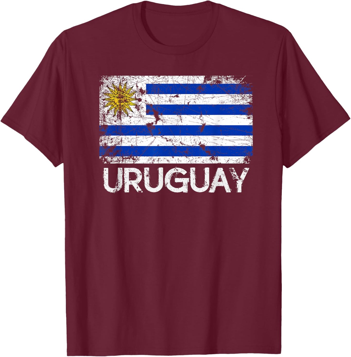 Uruguayan Flag | Vintage Made In Uruguay Gift T-Shirt - T-Shirt | Maroon