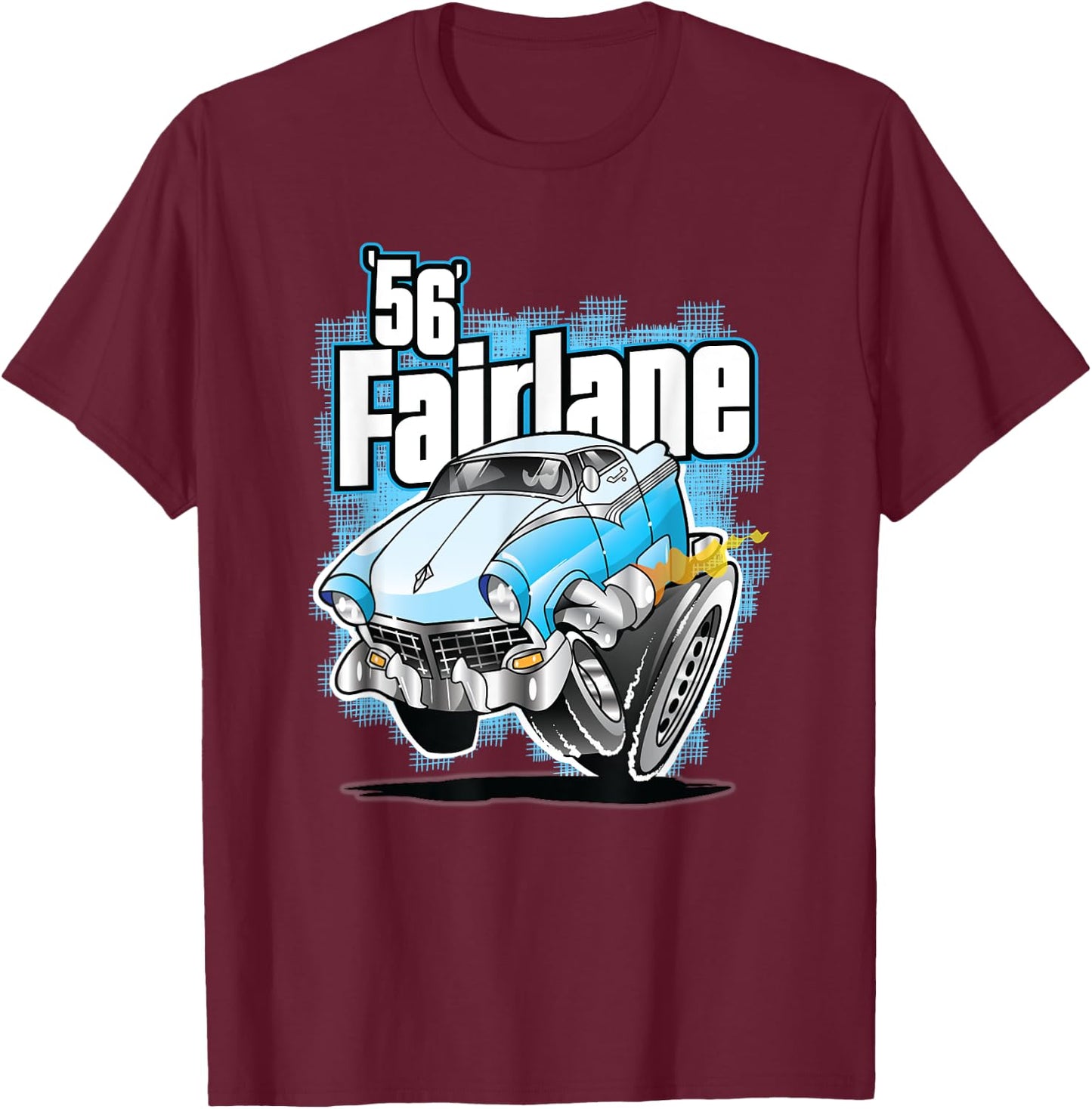 Vintage Hot Rod Cars And Truck Vintage 1956 Fairlane Cartoon Hot Rod T-Shirt - T-Shirt | Maroon