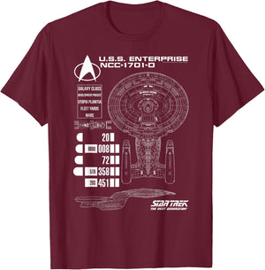 Star Trek: The Next Generation U.S.S. Enterprise Chart T-Shirt - T-Shirt | Maroon