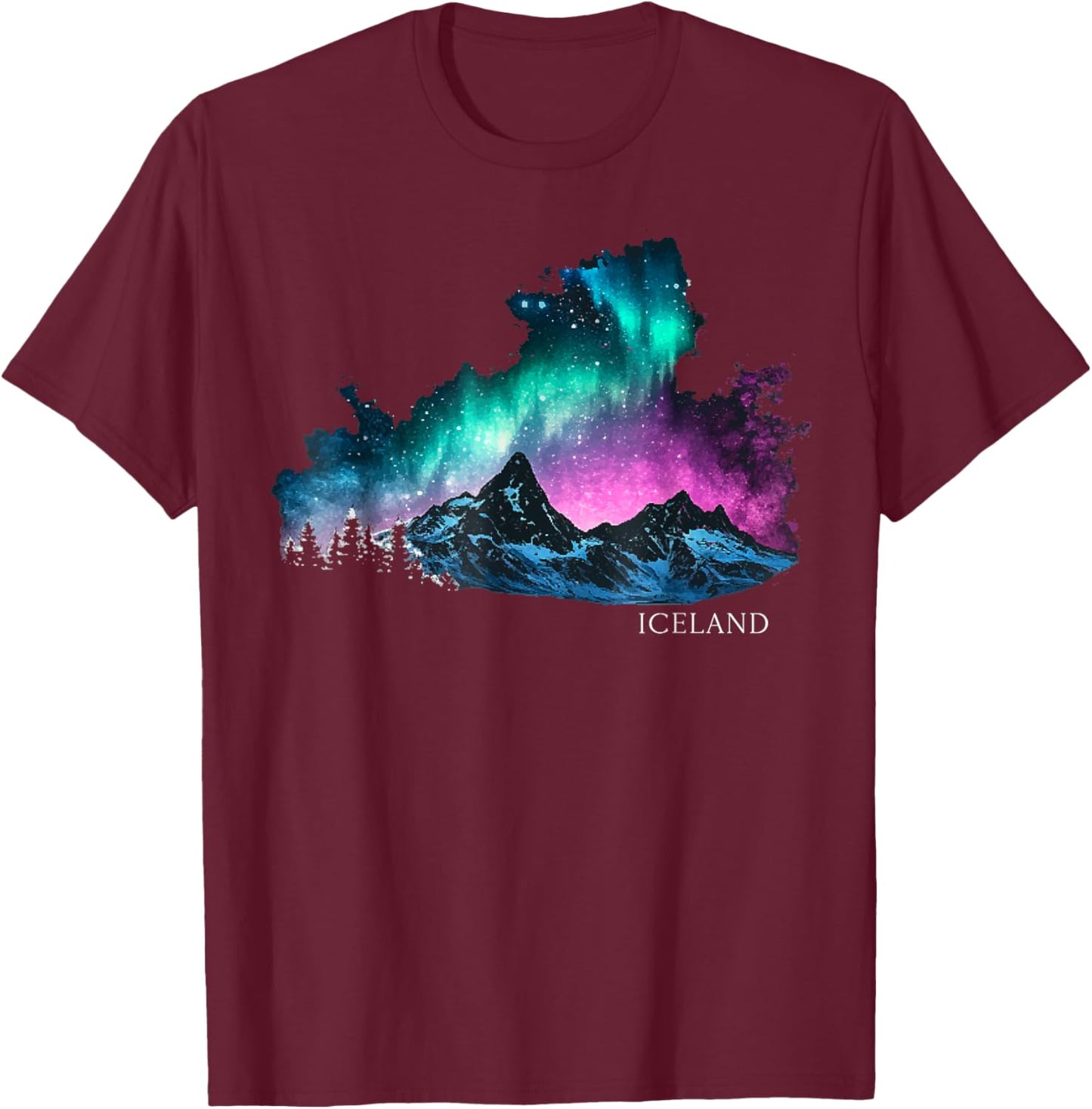 Iceland Lights Icelandic Souvenirs T-Shirt - T-Shirt | Maroon