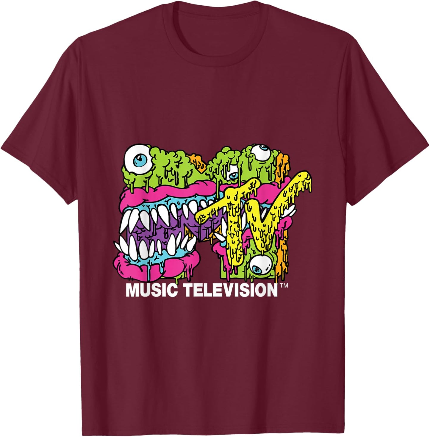 MTV Classic Logo Moster Design T- Shirts T-Shirt - T-Shirt | Maroon