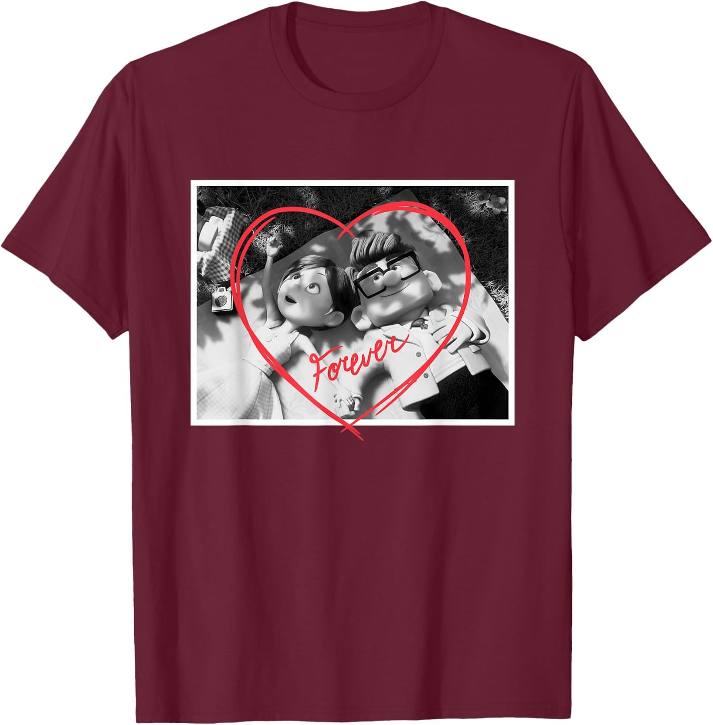 Disney Pixar UP Carl and Ellie Forever Heart T-Shirt - T-Shirt | Maroon