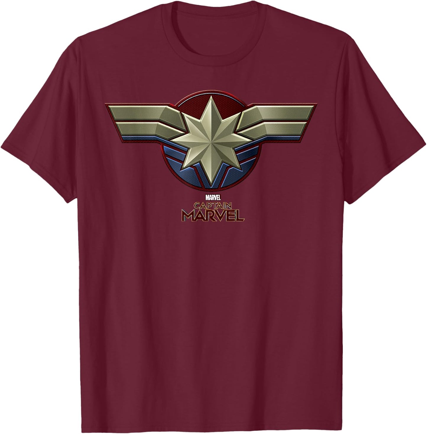 Marvel Captain Marvel Movie Chest Symbol T-Shirt - T-Shirt | Maroon