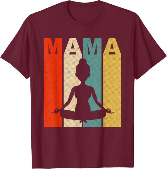 Mom Vintage Gift Yoga Mama T-Shirt - T-Shirt | Maroon
