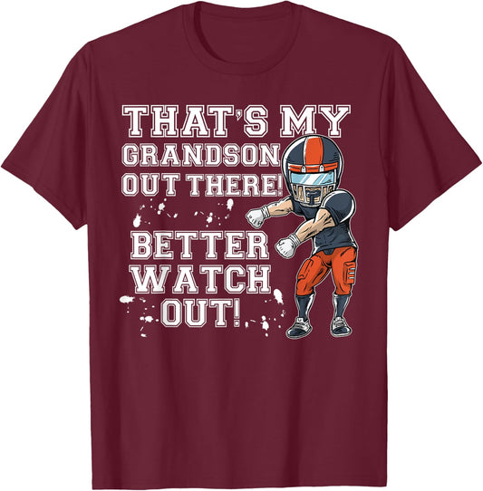 That's My Grandson Out There Orange Football Grandma T-Shirt - T-Shirt | Maroon