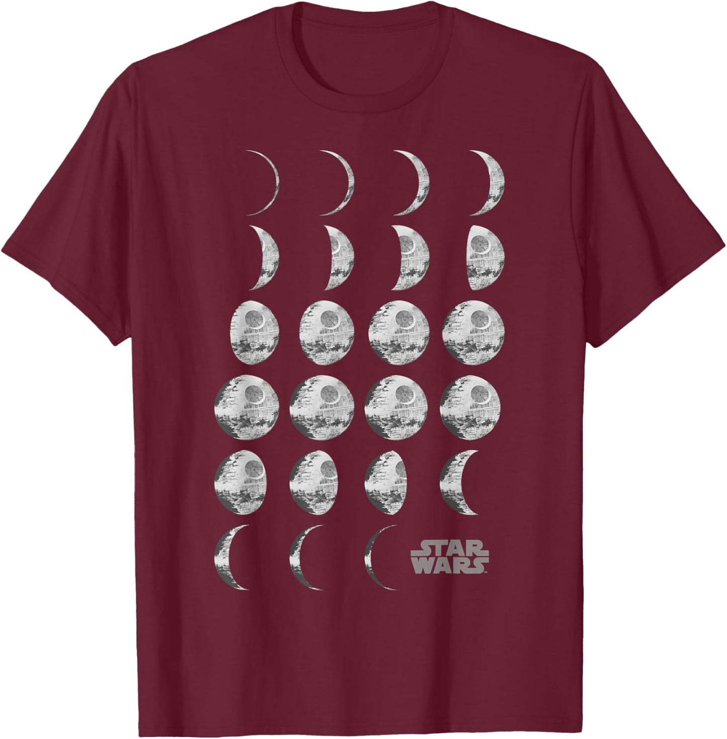 Star Wars Death Star Moon Phases T-Shirt - T-Shirt | Maroon
