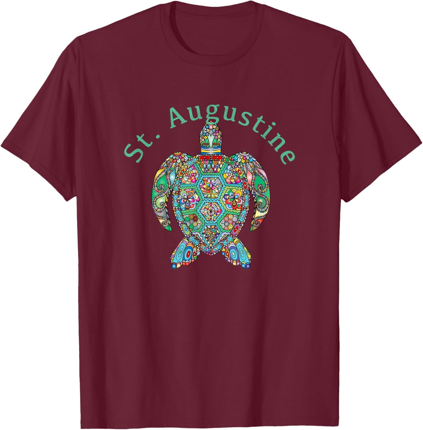 St. Augustine Tribal Turtle Gift T-Shirt - T-Shirt | Maroon
