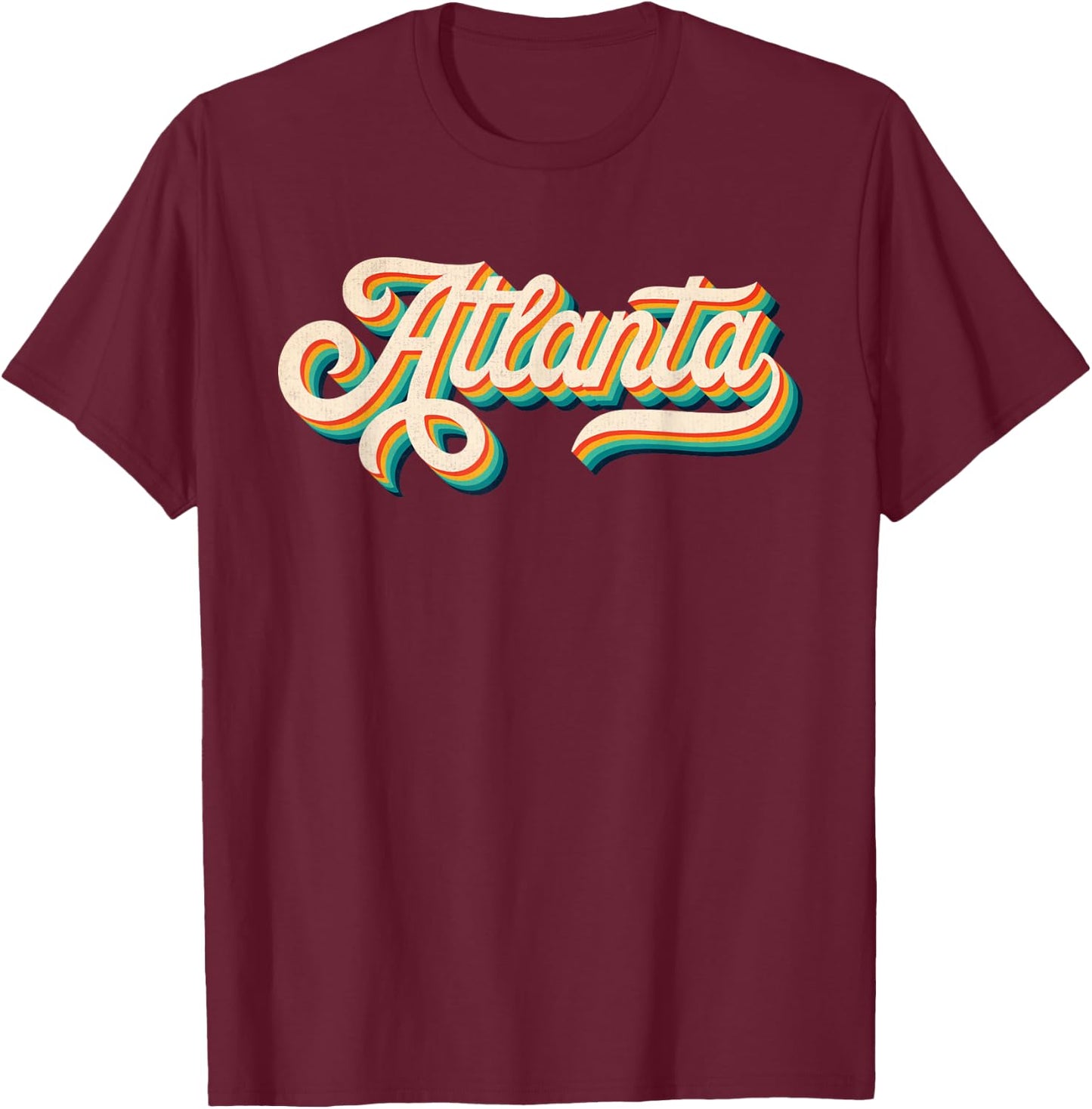70s Vintage Retro Atlanta Georgia Throwback USA Souvenir T-Shirt - T-Shirt | Maroon