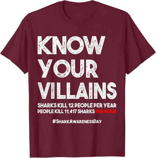Save Sharks Shirt Shark Awareness Day Gift Environmentalist T-Shirt - T-Shirt | Maroon
