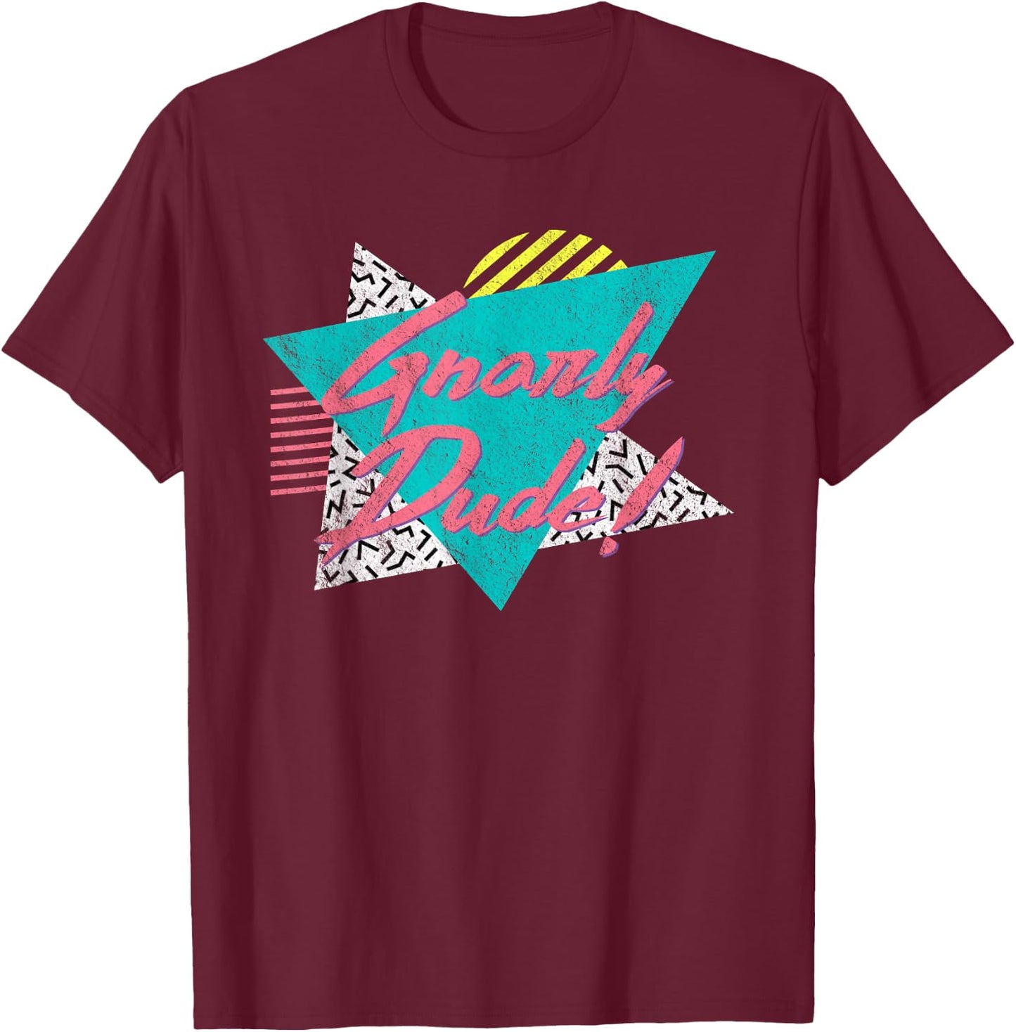 Gnarly Dude | Retro Vintage 80's 90's Surfer Surf Gift T-Shirt - T-Shirt | Maroon
