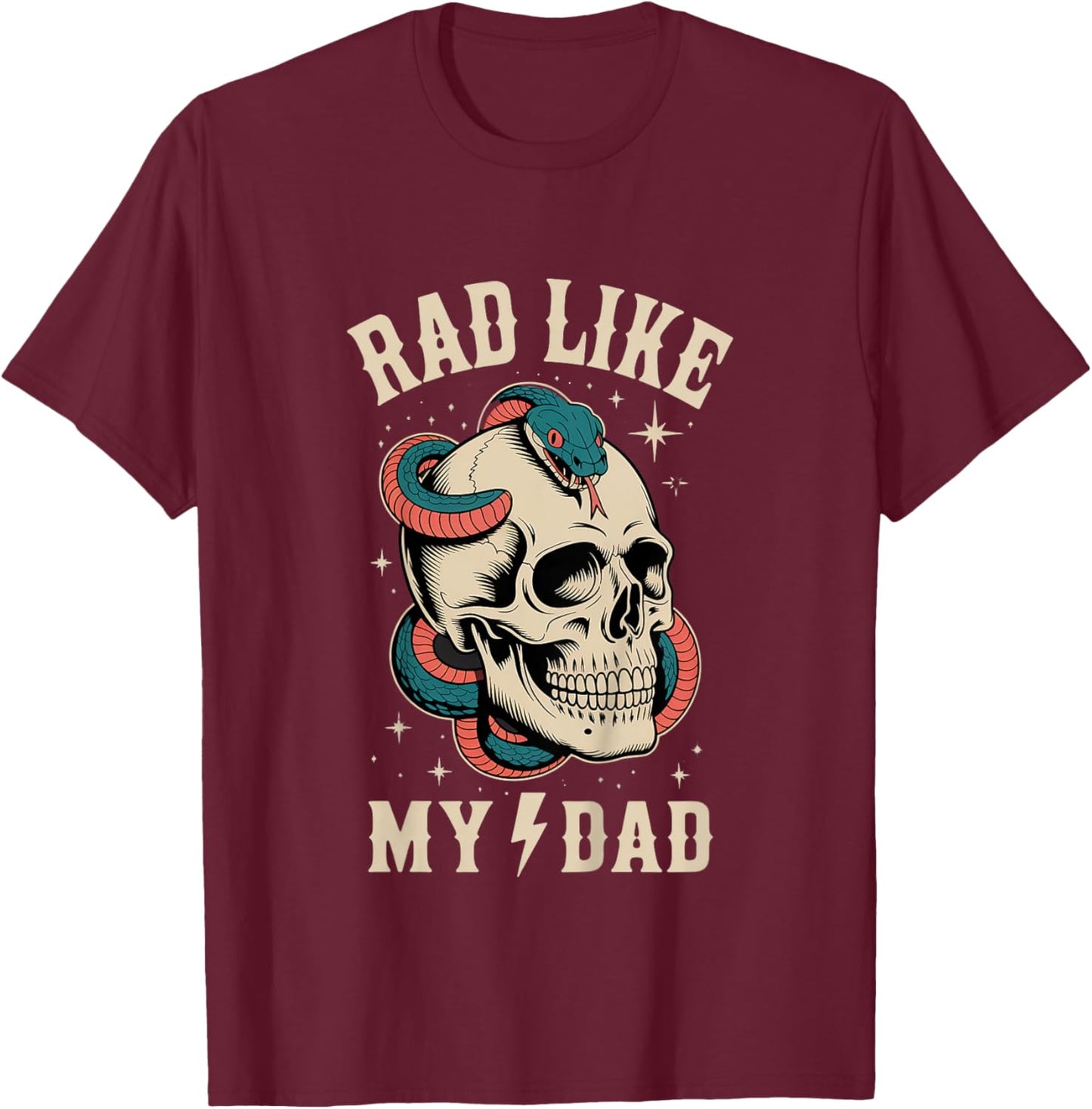 Kids Rad Like My Dad Skull Snake Retro Father's Day T-Shirt - T-Shirt | Maroon