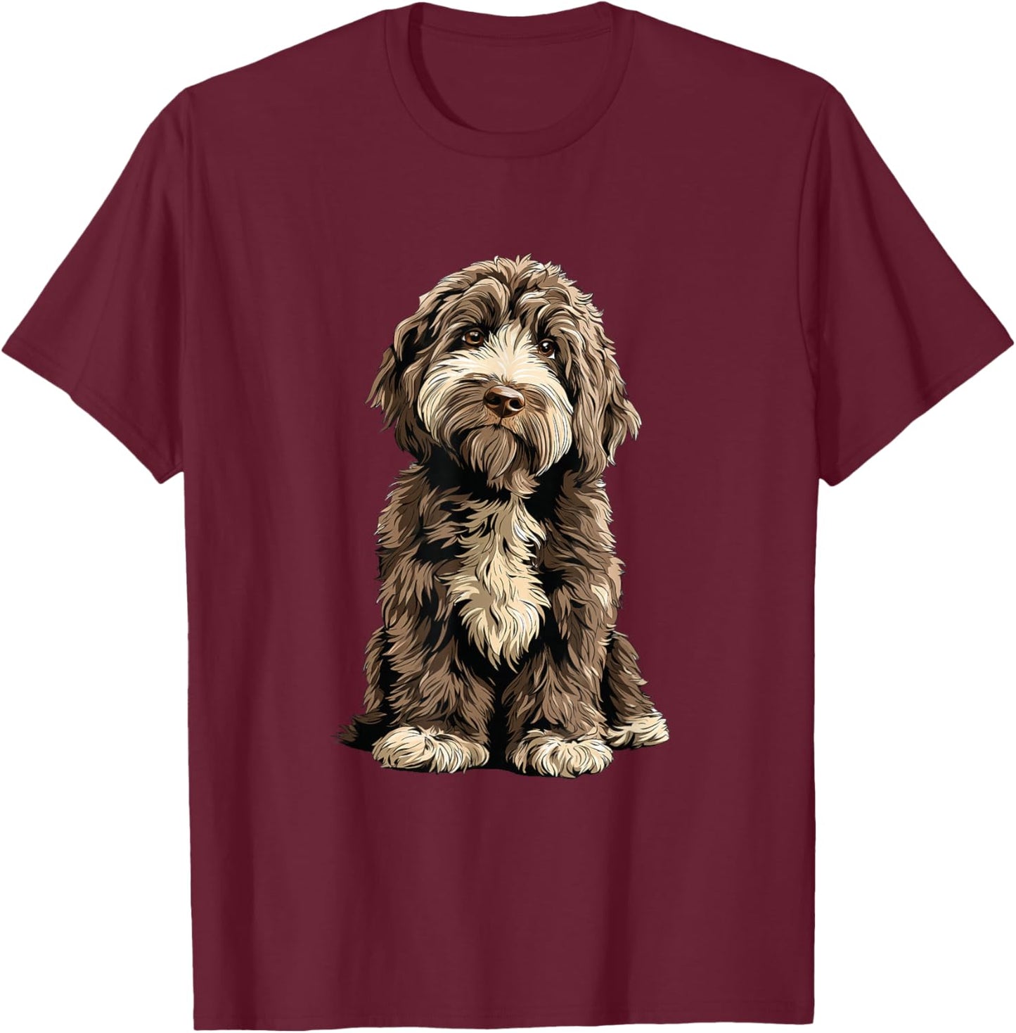 Chocolate Merle Cockapoo Dog Illustration T-Shirt - T-Shirt | Maroon