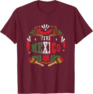 Viva Mexico Mexican Fiesta Cinco De Mayo T-Shirt - T-Shirt | Maroon