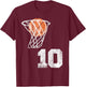 Vintage Basketball Jersey Number 10 Player Number T-Shirt - T-Shirt | Maroon