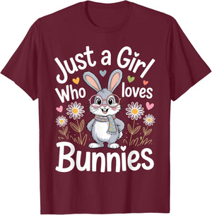 Bunny Art Girls Mom Rabbit Hare Easter Bunny T-Shirt - T-Shirt | Maroon