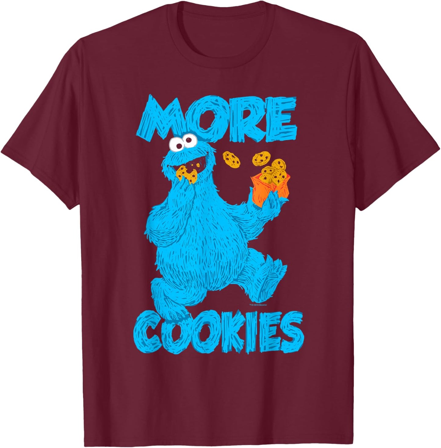 Sesame Street Cookie Monster More Cookies T-Shirt - T-Shirt | Maroon