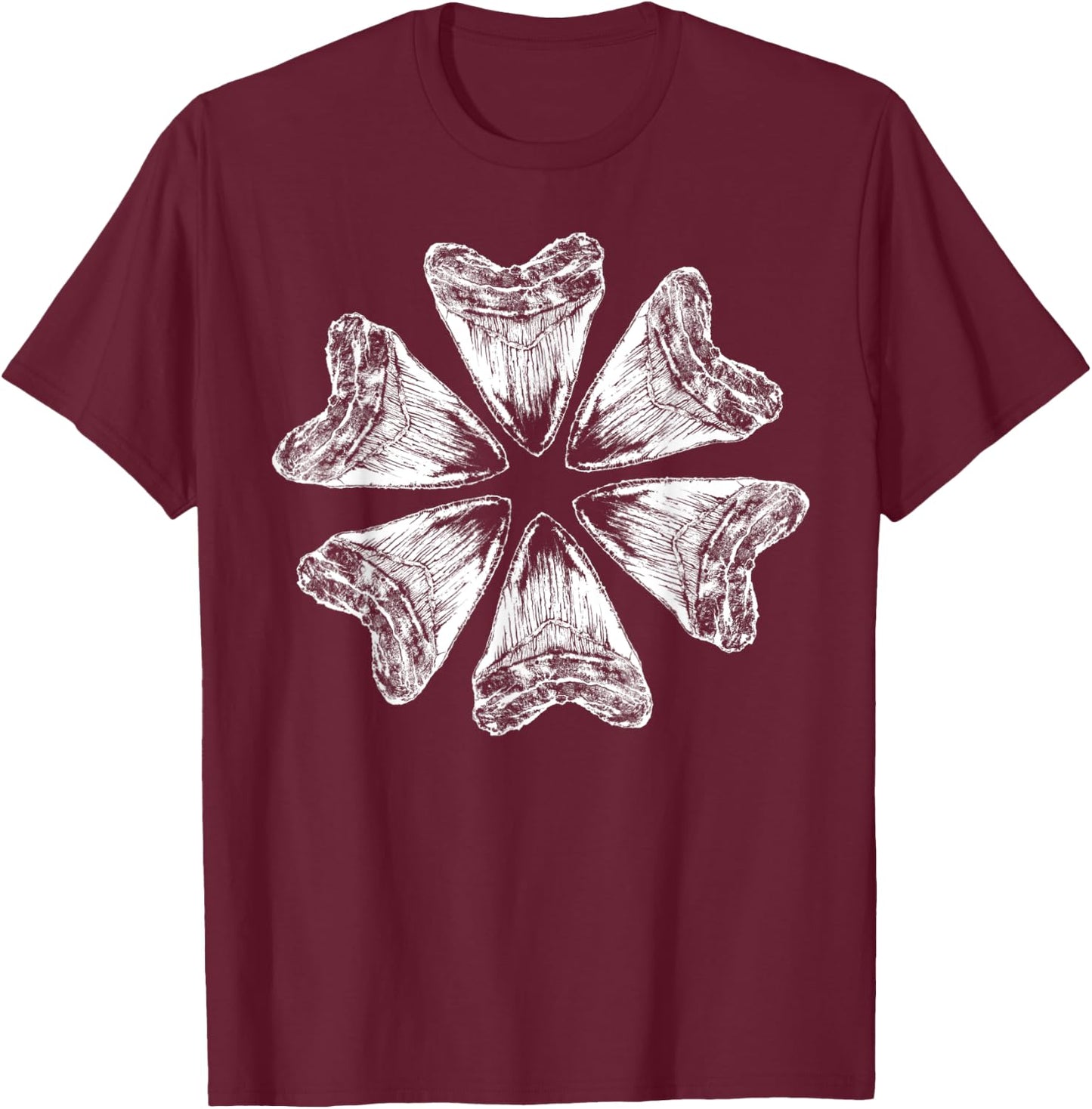 Megalodon fossil teeth T-Shirt - T-Shirt | Maroon