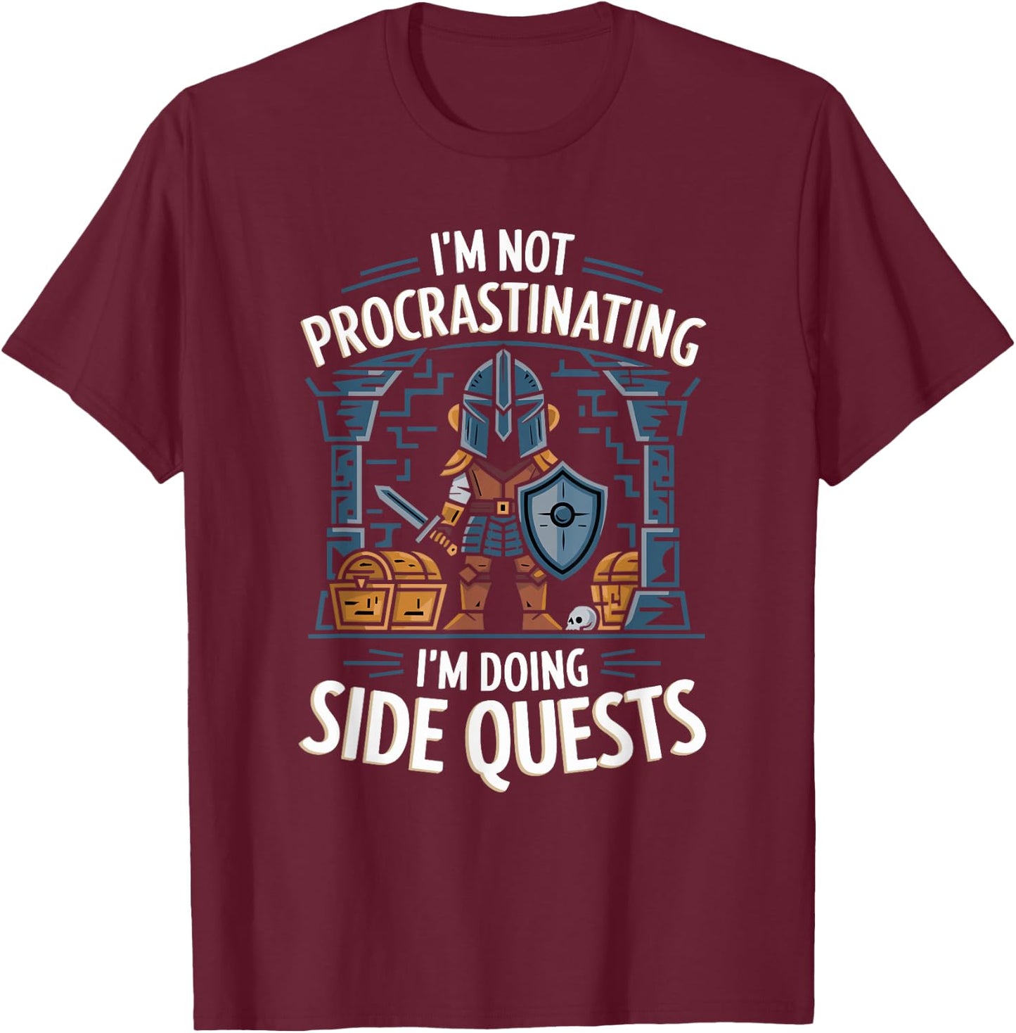 RPG Gamer Apparel for Quest Lovers -Adult Black Small Classic Modern T-Shirt - T-Shirt | Maroon