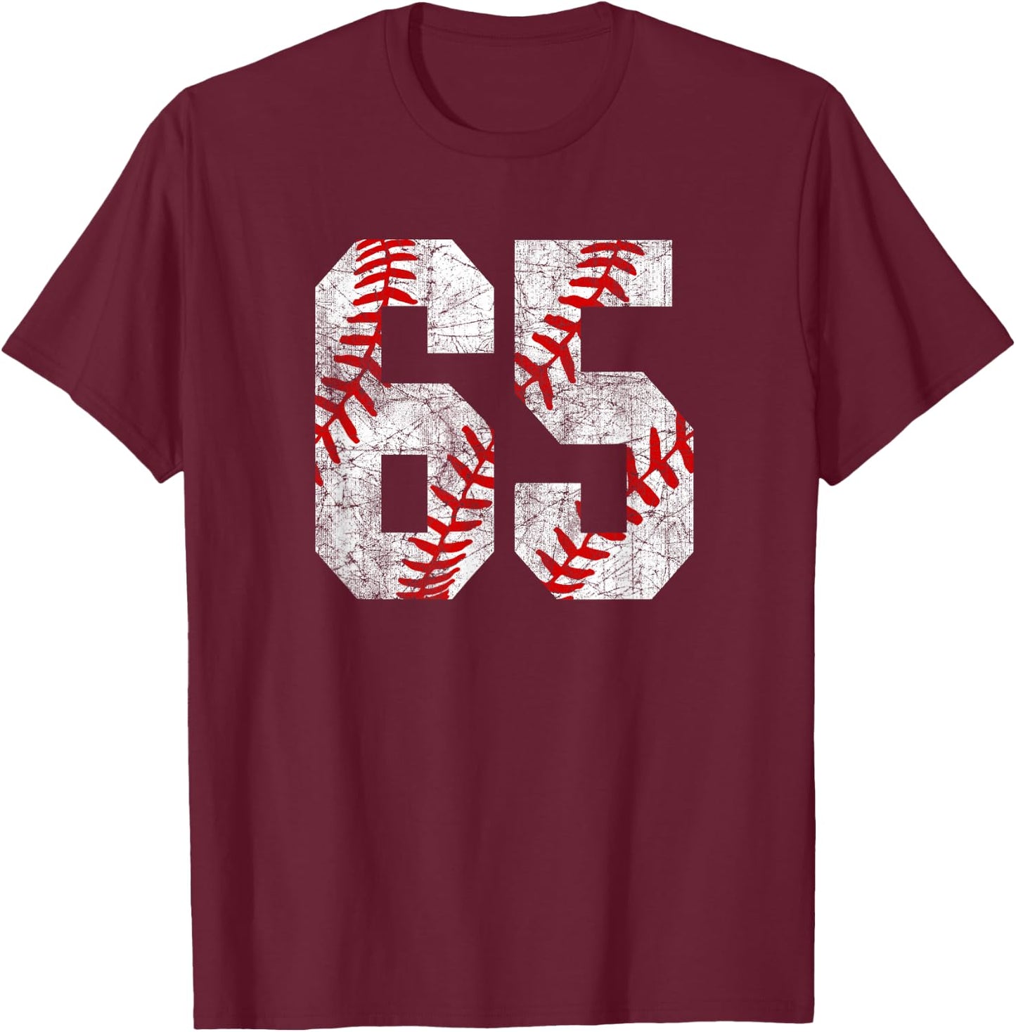 Baseball Mom #65 Jersey Baseball Player Number 65 Gift T-Shirt - T-Shirt | Maroon