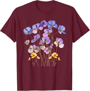 Vintage Flower Graphic Wildflower Floral Gardening T-Shirt - T-Shirt | Maroon