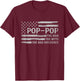 Pop-Pop Man Myth Bad Influence Father's Day Grey USA Flag T-Shirt - T-Shirt | Maroon