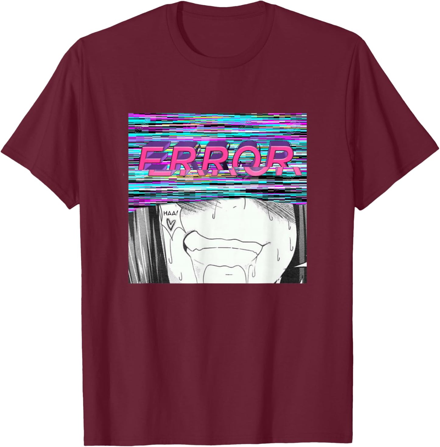 Error Vaporwave Ahegao Kink Doujinshi Hentai Ecchi Edit T-Shirt - T-Shirt | Maroon