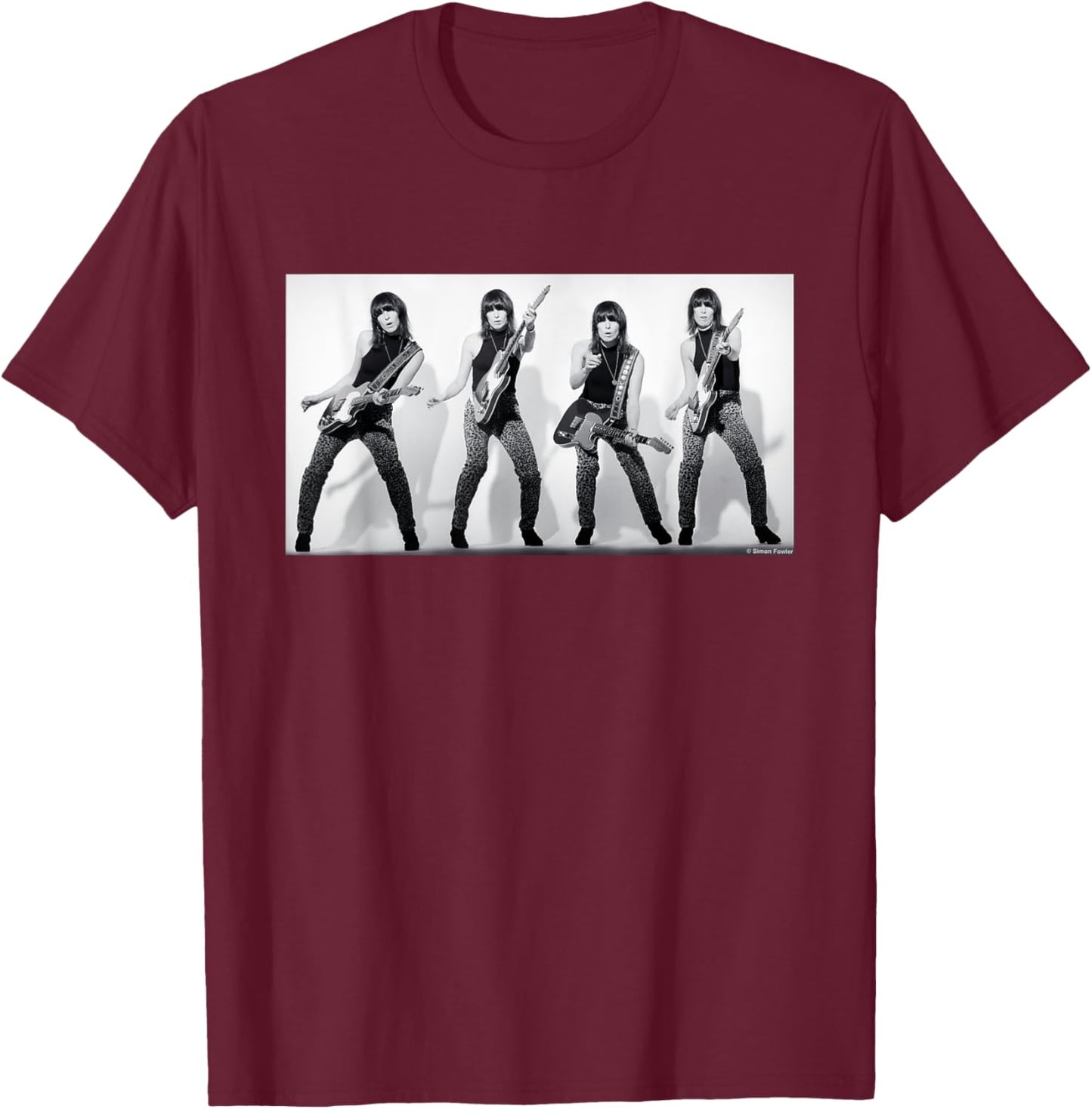 Chrissie Hynde Pretenders Quad By Simon Fowler T-Shirt - T-Shirt | Maroon