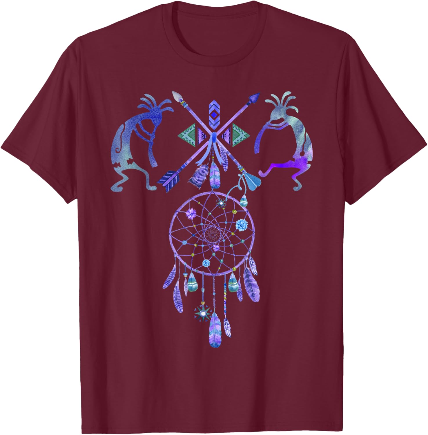 Kokopelli - Native American Folklore Elements II Fun T-Shirt - T-Shirt | Maroon