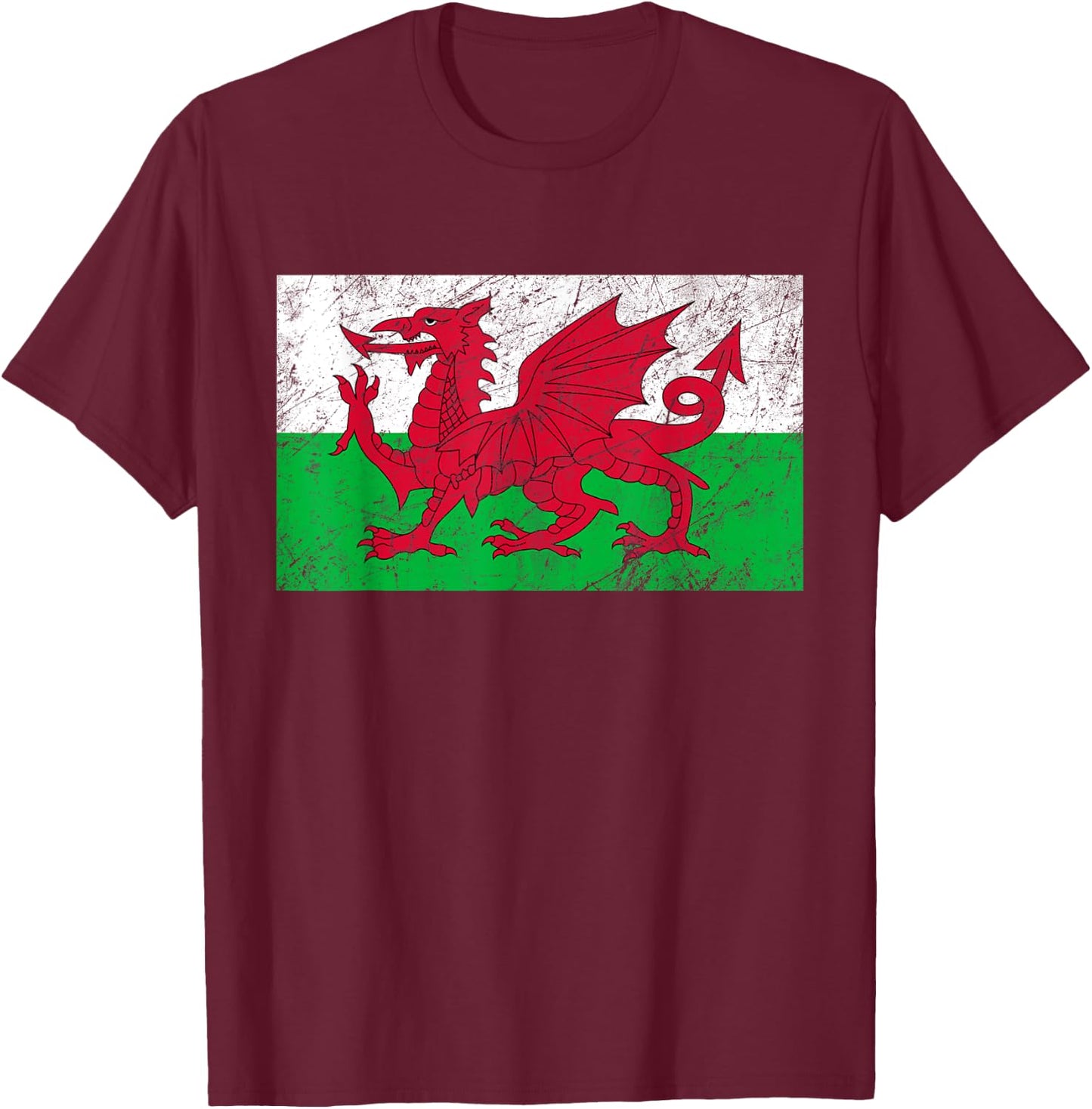 Wales Dragon Flag Welsh Retro Cymru Medieval T-Shirt - T-Shirt | Maroon