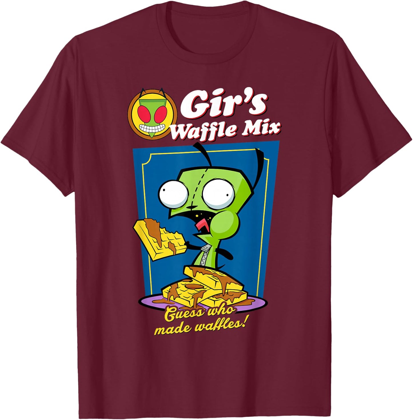Invader Zim: Gir's Waffle Mix Graphic T-Shirt - T-Shirt | Maroon