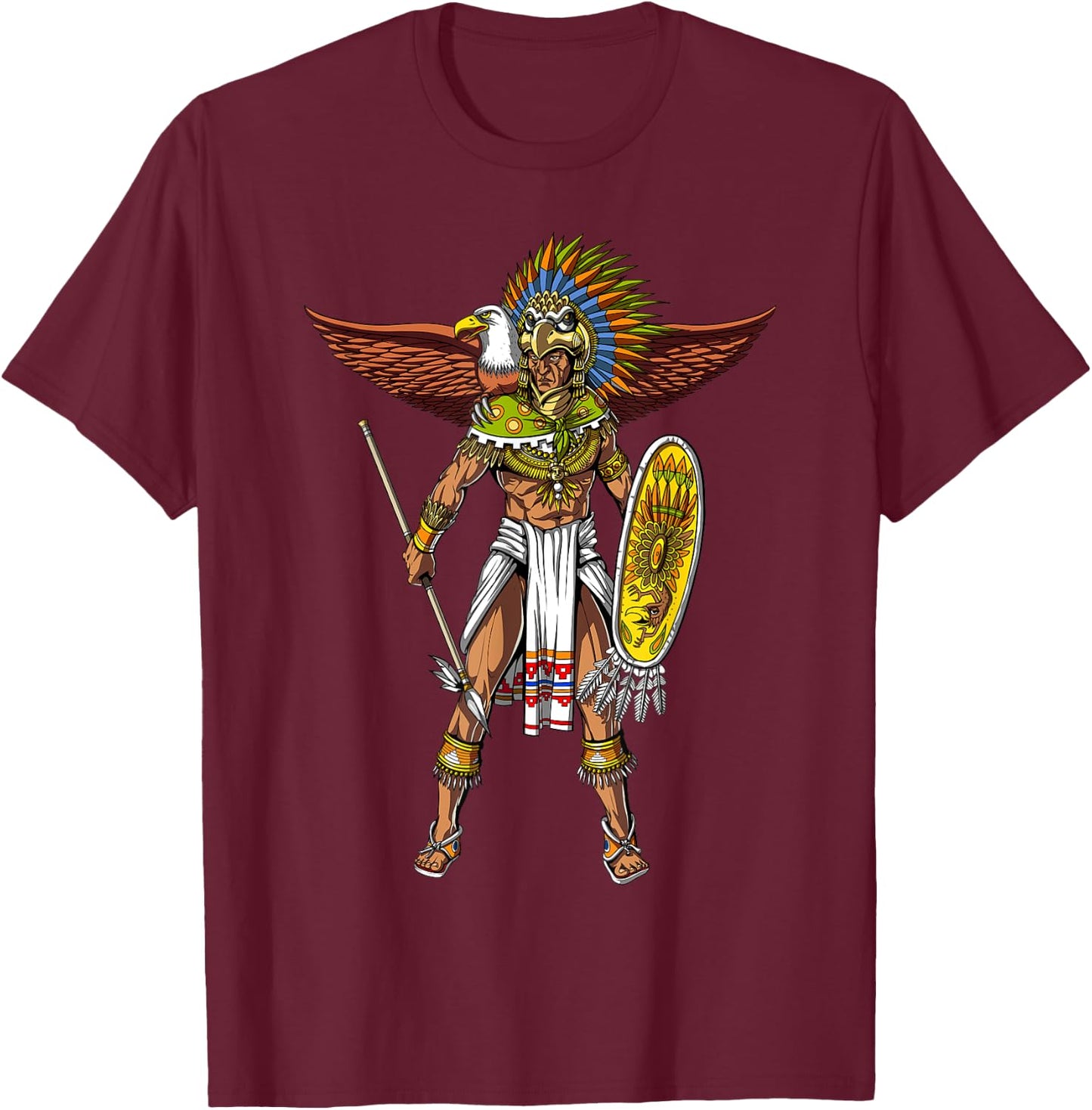 Aztec Eagle Warrior T-Shirt - T-Shirt | Maroon