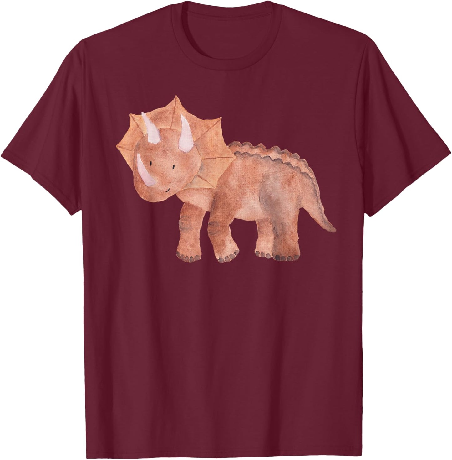 Cute Watercolor Triceratops | Unique Dinosaur & Gift T-Shirt - T-Shirt | Maroon